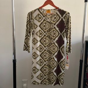 Ruby Road, Petite Small, Cream & Olive color dress